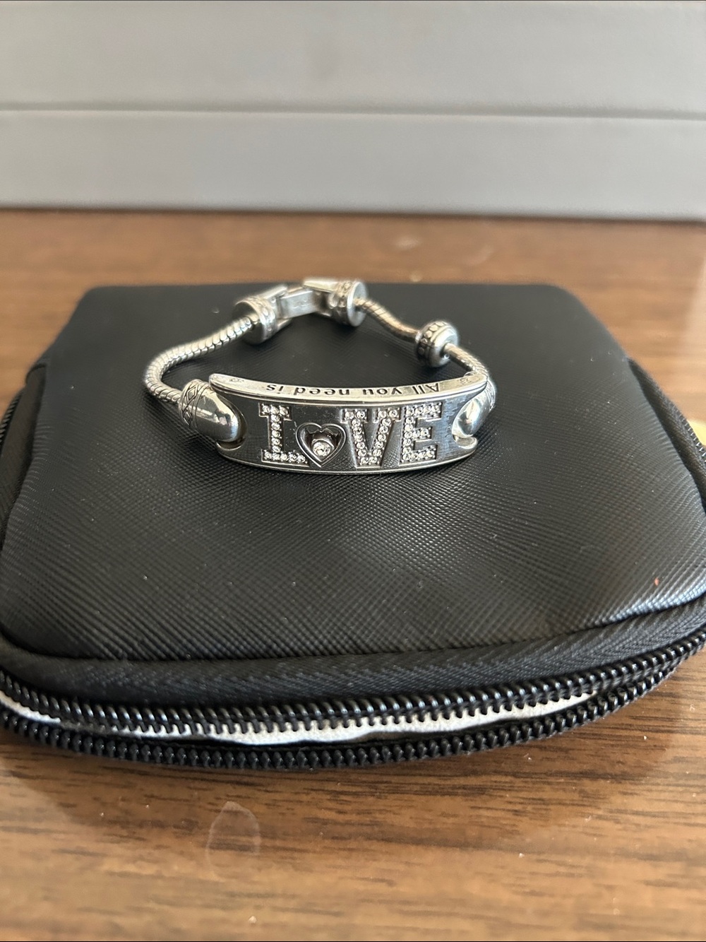 Brighton Silver LOVE Crystal Plate Bracelet
